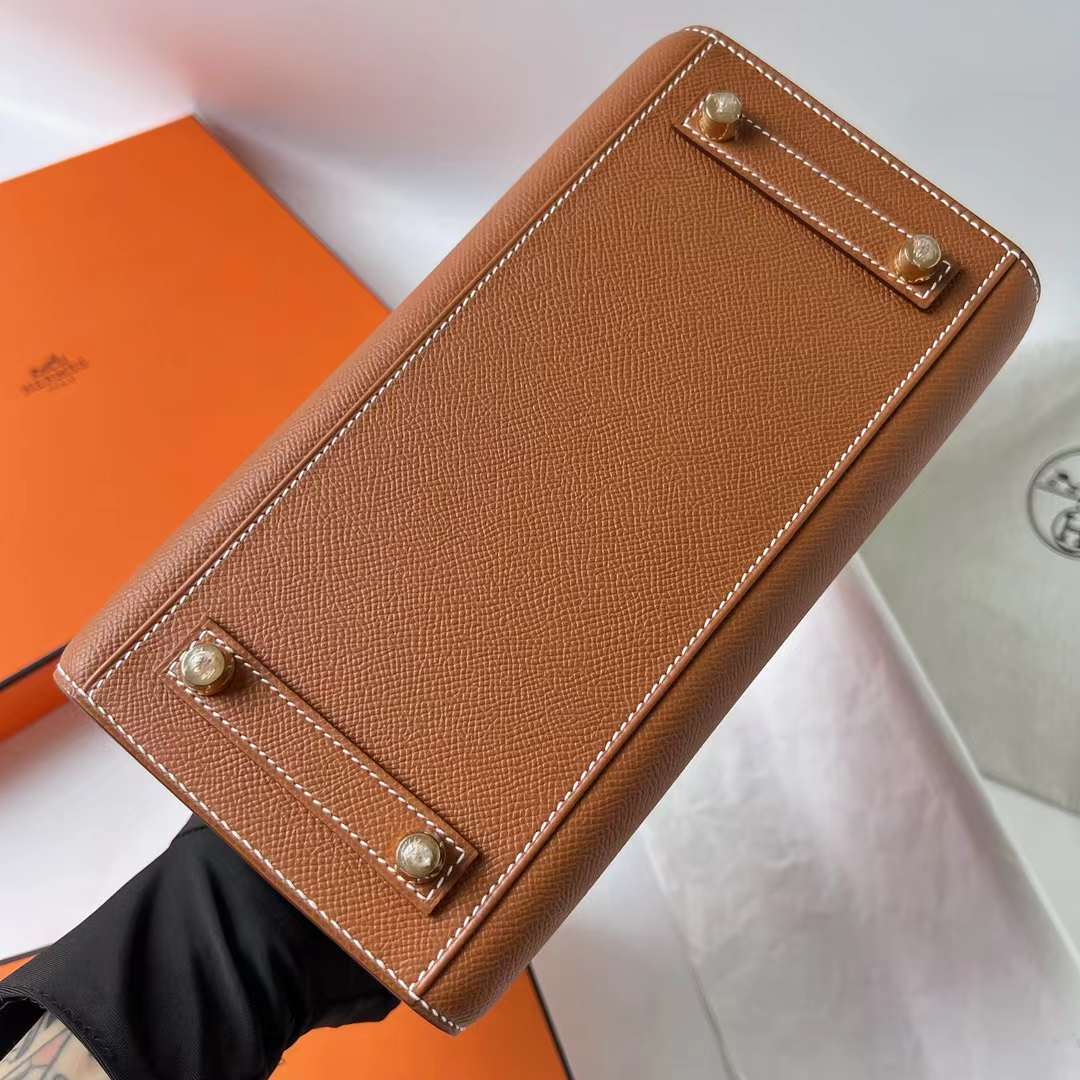 Hermès（爱马仕）Birkin 铂金包 Sellier Epsom Ck37 金棕色 金扣 25cm 全手工蜡线缝 Ghw