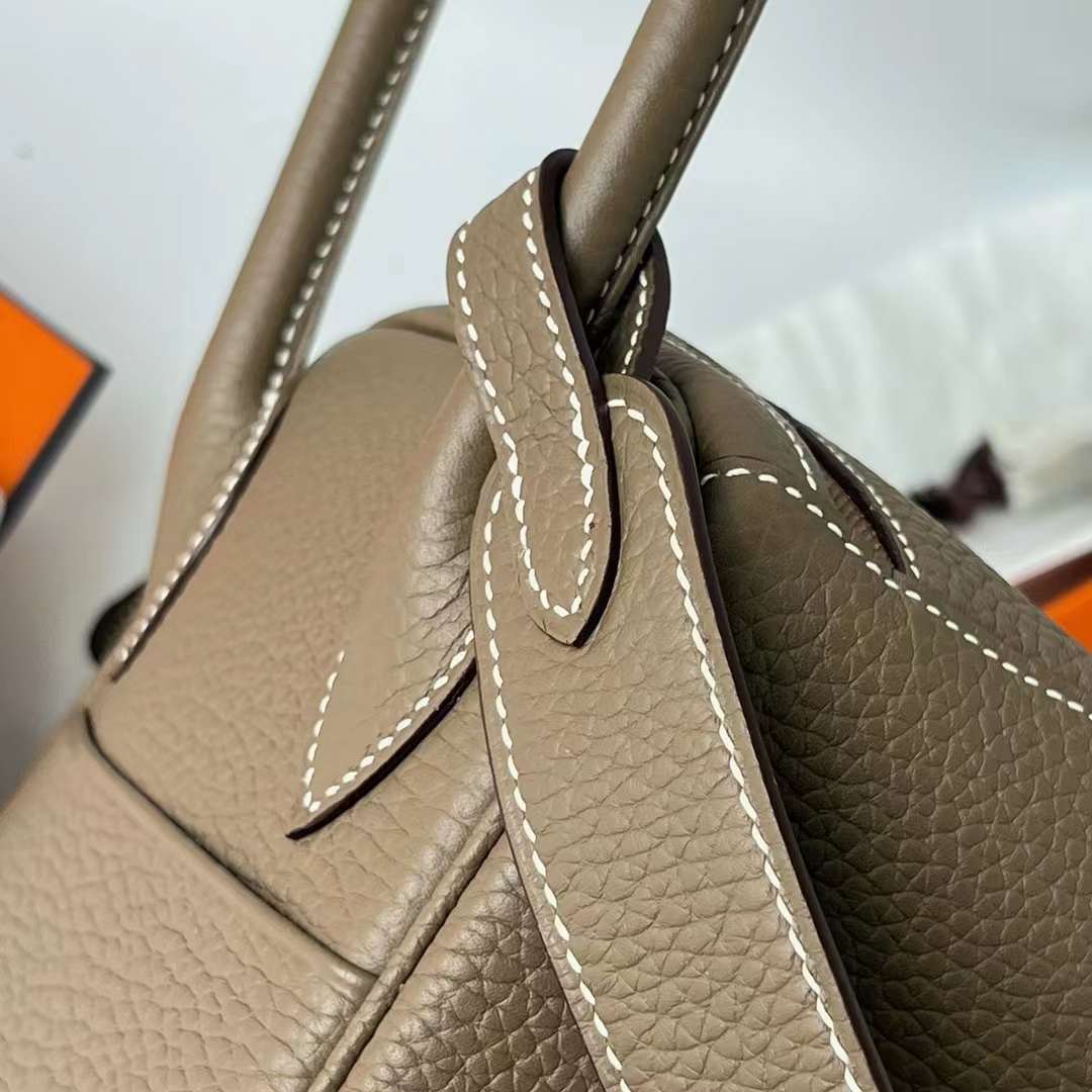 Hermès（爱马仕）Lindy 琳迪包 Clemence Ck18 大象灰 金扣 26cm 全手工蜡线缝制 Ghw