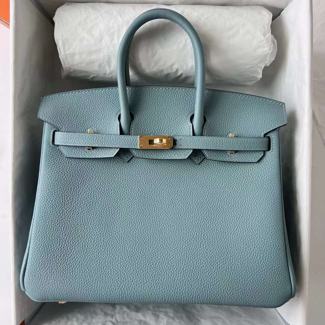 Hermès（爱马仕）Birkin 铂金包 Togo皮 顶级小牛皮 7G 天青色 金扣 25cm 全手工蜡线缝 Ghw