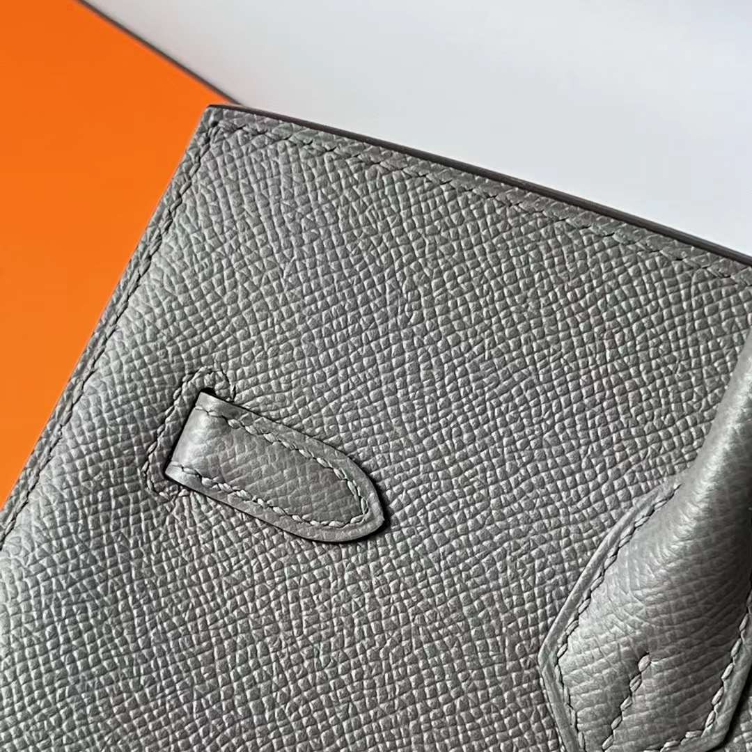 Hermès（爱马仕）Birkin 铂金包 Sellier Epsom 0L 积雨云灰 银扣 25cm 全手工蜡线缝 Phw
