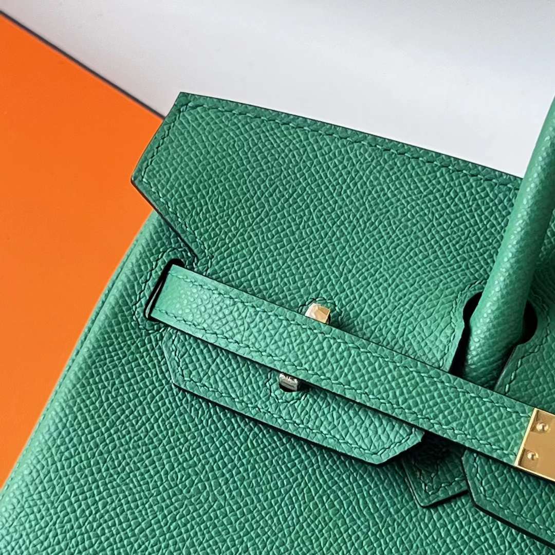 Hermès（爱马仕） Birkin 铂金包 Epsom 掌纹皮 U4 丝绒绿 金扣 25cm 全手工蜡线缝 Ghw