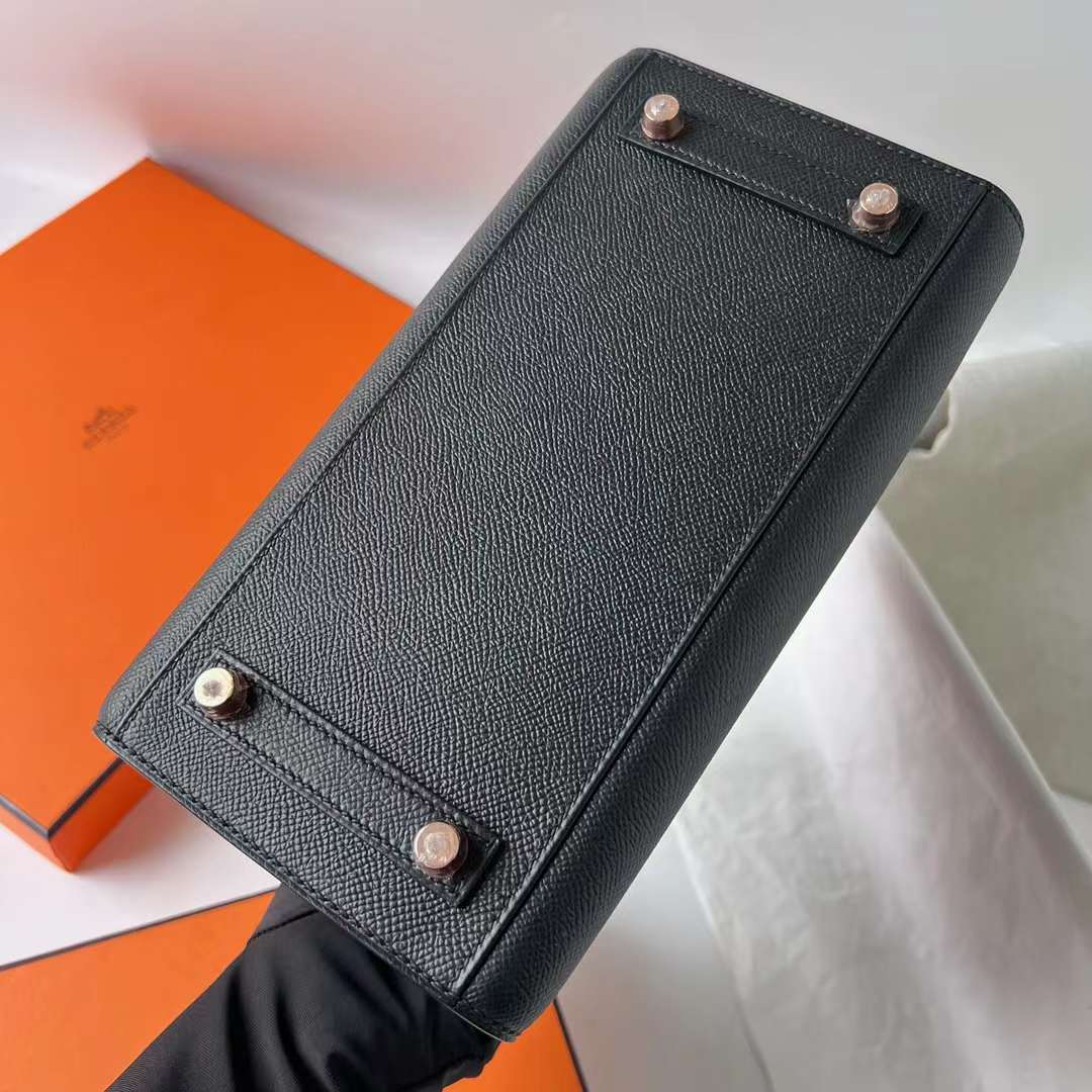 Hermès（爱马仕）Birkin 铂金包 Selling Epsom Ck89 黑色 玫瑰金扣 25cm 全手工蜡线缝 Rghw