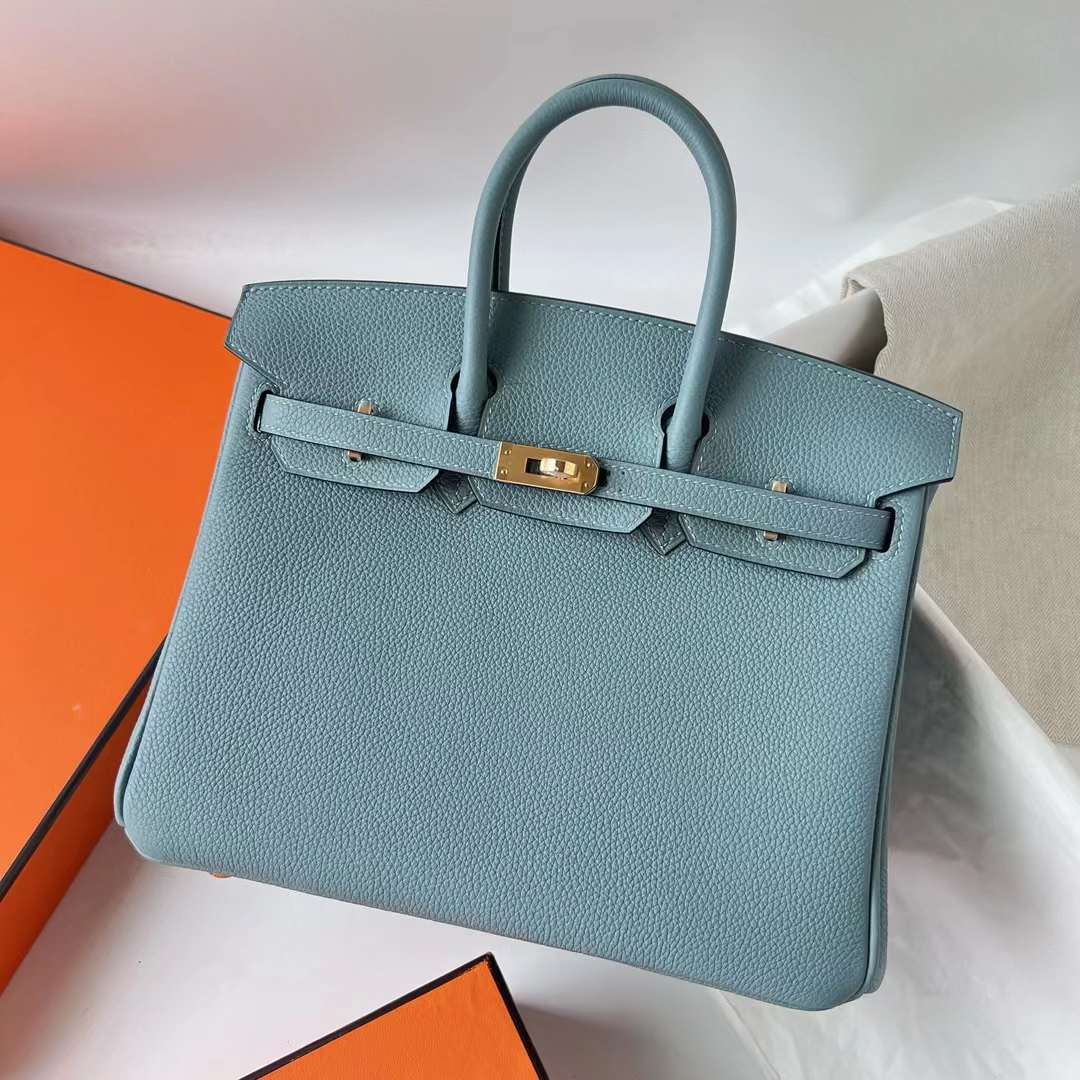 Hermès（爱马仕）Birkin 铂金包 Togo皮 顶级小牛皮 7G 天青色 金扣 25cm 全手工蜡线缝 Ghw