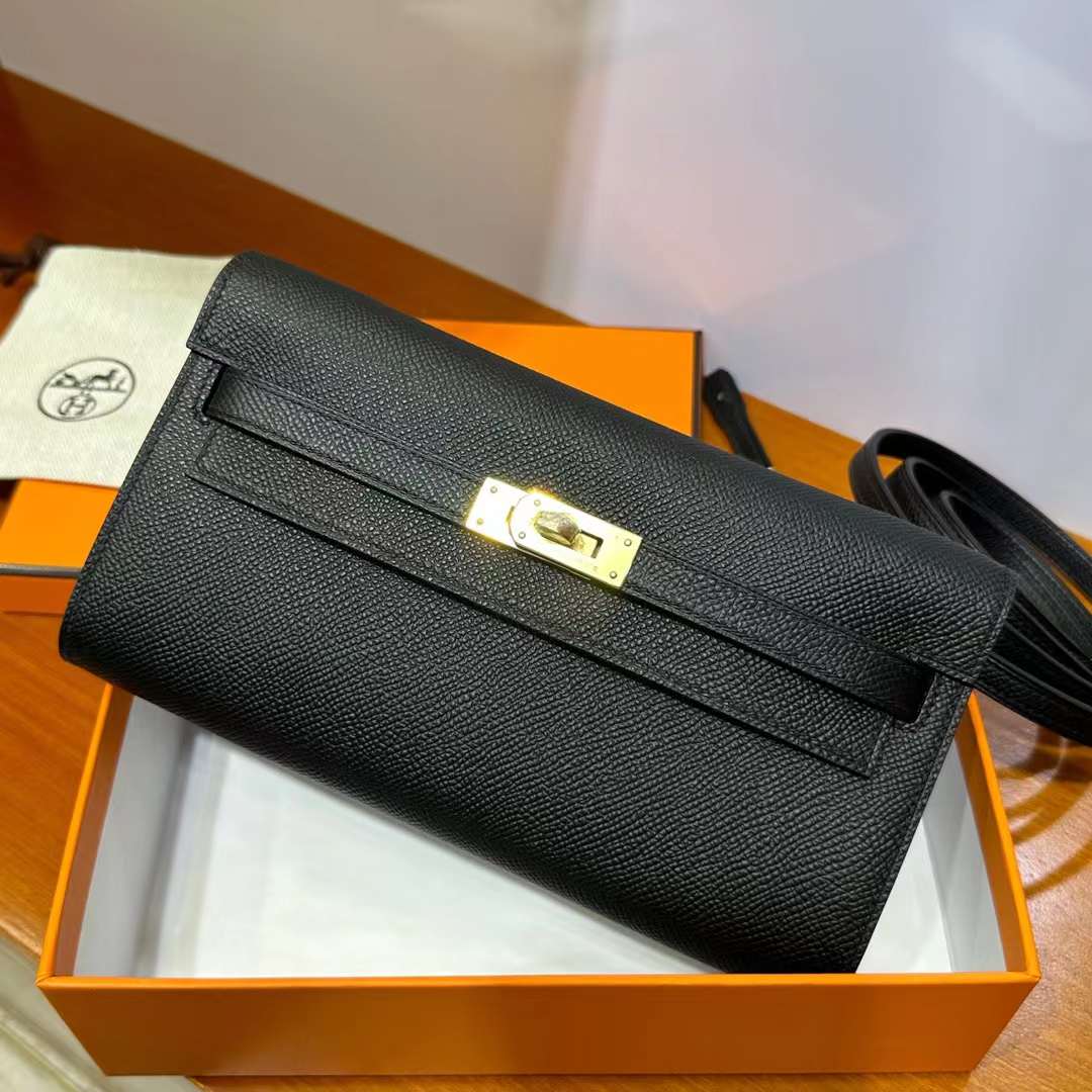 Hermès（爱马仕）Kelly to go epsom ck89 黑色 金扣 20cm 全手工蜡线缝 ghw