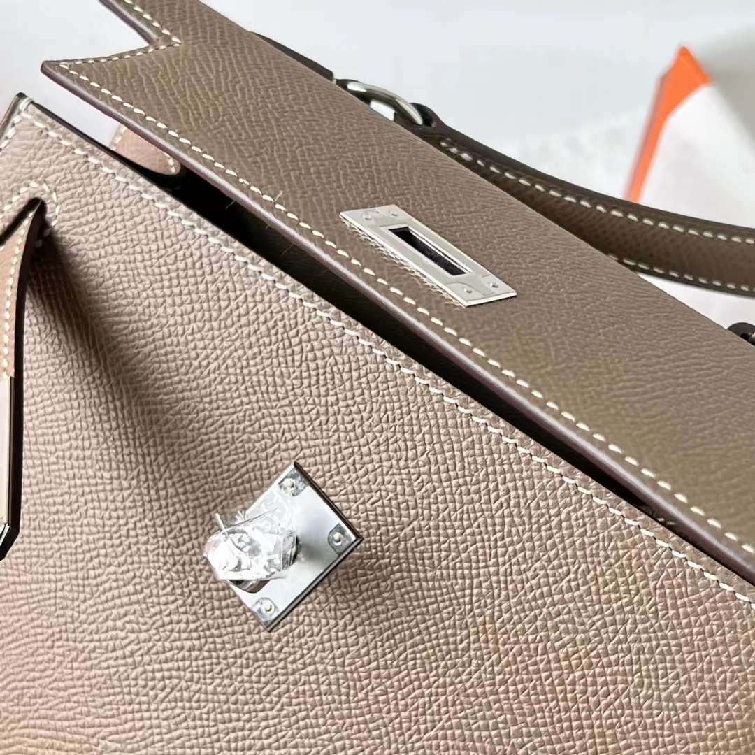 Hermès（爱马仕）Kelly Desordre Epsom Ck18 大象灰 银扣 20cm 全手工蜡线缝 Phw