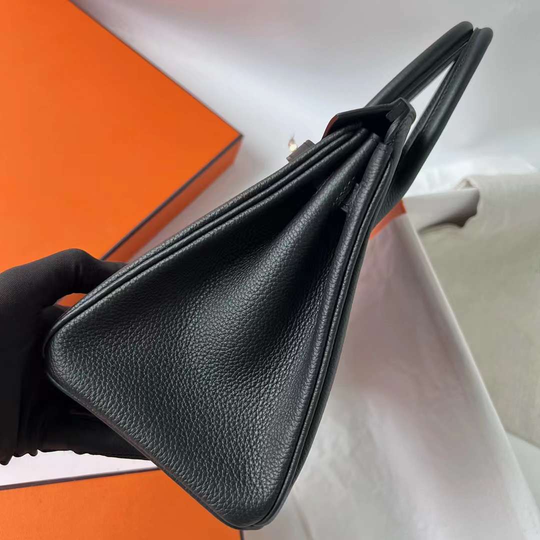 Hermès（爱马仕）Birkin 铂金包 Togo皮 顶级小牛皮 Ck89 黑色 金扣 25cm 全手工蜡线缝 Ghw