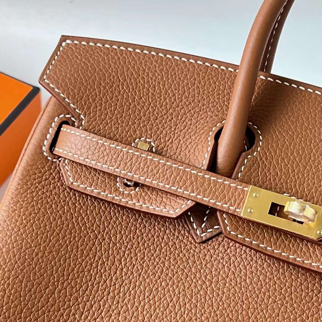 Hermès（爱马仕） Birkin 铂金包 Togo皮 顶级小牛皮 Ck37 金棕色 金扣 25cm 全手工蜡线缝 Ghw