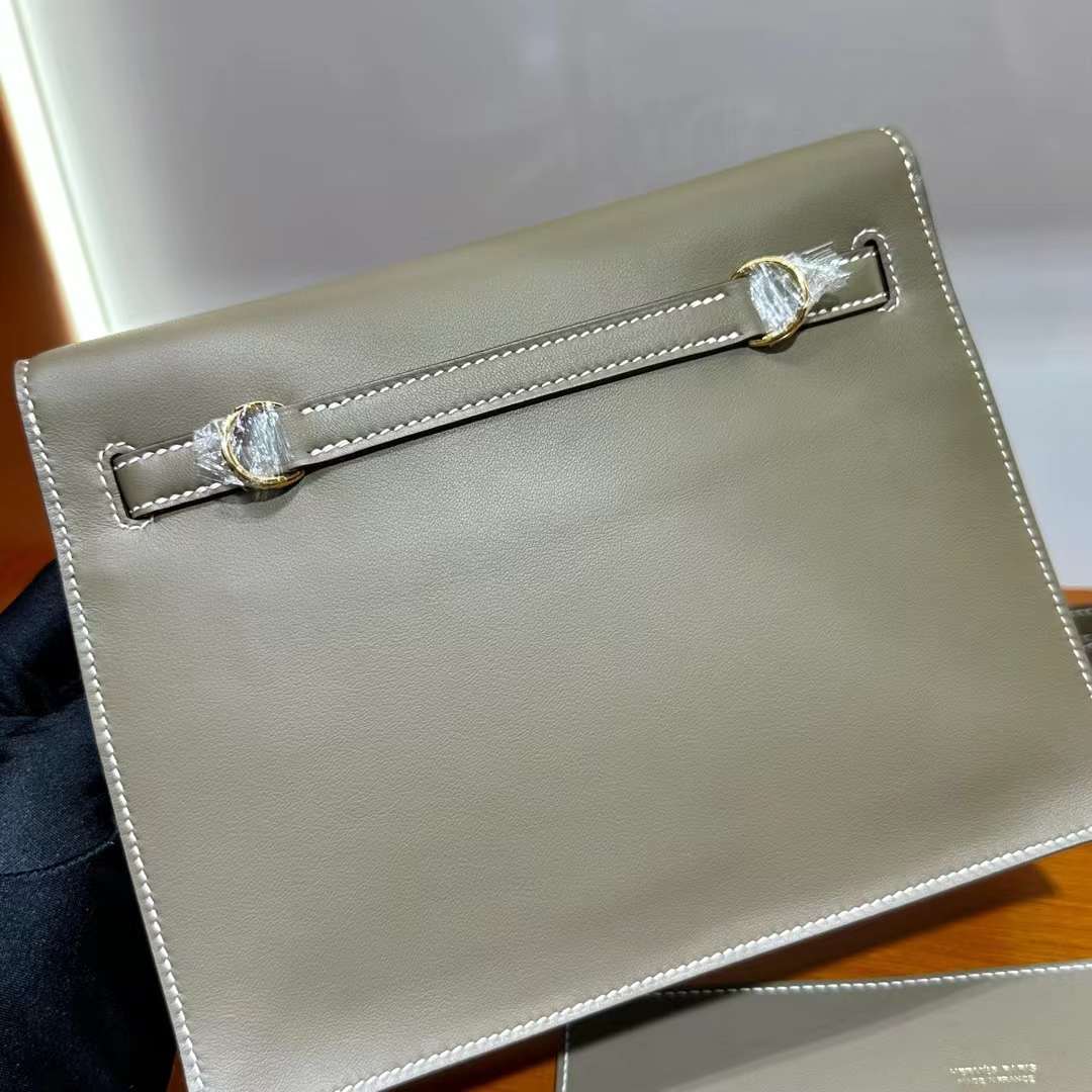 Hermès（爱马仕）Kelly danse Swift Ck18 大象灰 金扣 22cm 全手工蜡线缝 Ghw
