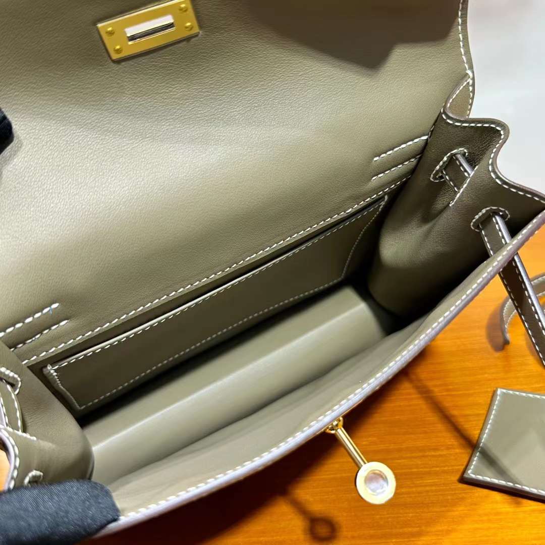 Hermès（爱马仕）Kelly danse Swift Ck18 大象灰 金扣 22cm 全手工蜡线缝 Ghw