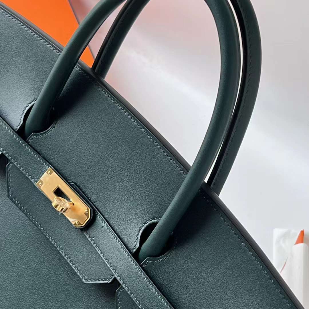 Hermès（爱马仕）Birkin 铂金包 Swift 6O 松柏绿 金扣 40cm 全手工蜡线缝 Ghw