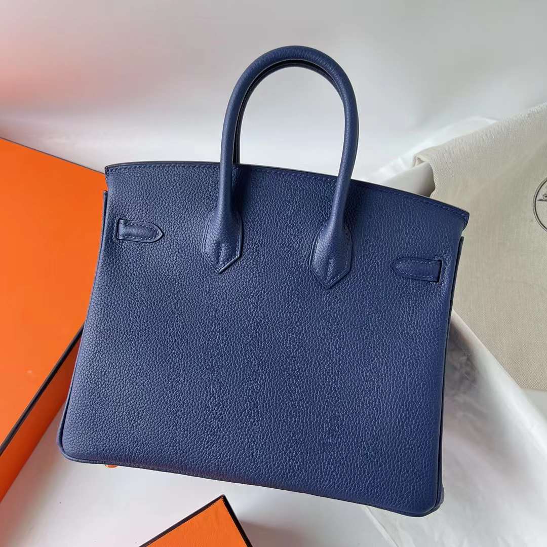 Hermès（爱马仕）Birkin 铂金包 Togo皮 顶级小牛皮 Ck73 宝石蓝 金扣 25cm 全手工蜡线缝 Ghw