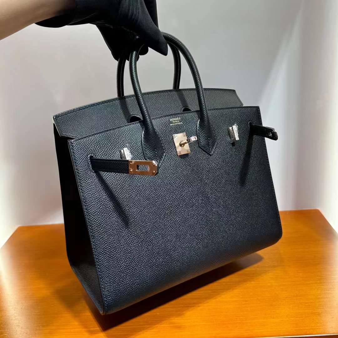 Hermès（爱马仕）Birkin 铂金包 Selling Epsom Ck89 黑色 玫瑰金扣 25cm 全手工蜡线缝 Rghw