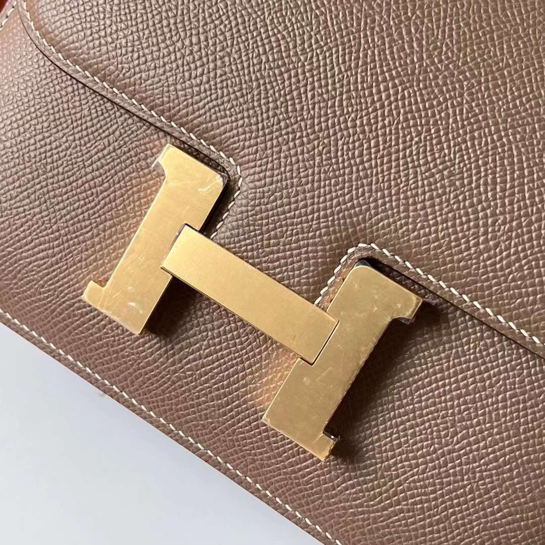 Hermès（爱马仕）Constance 空姐包 Epsom Ck18 大象灰 金扣 19cm 全手工蜡线缝 Ghw