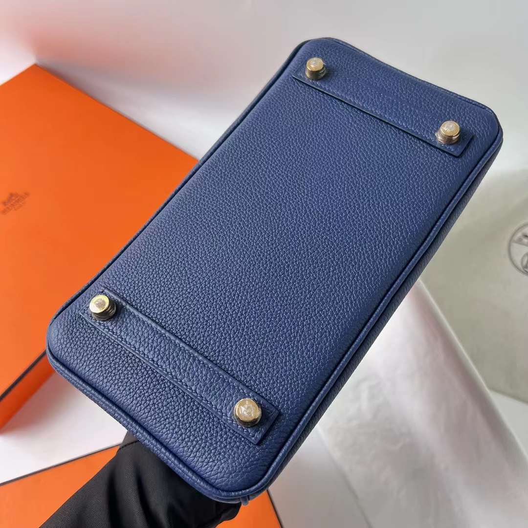 Hermès（爱马仕）Birkin 铂金包 Togo皮 顶级小牛皮 Ck73 宝石蓝 金扣 25cm 全手工蜡线缝 Ghw