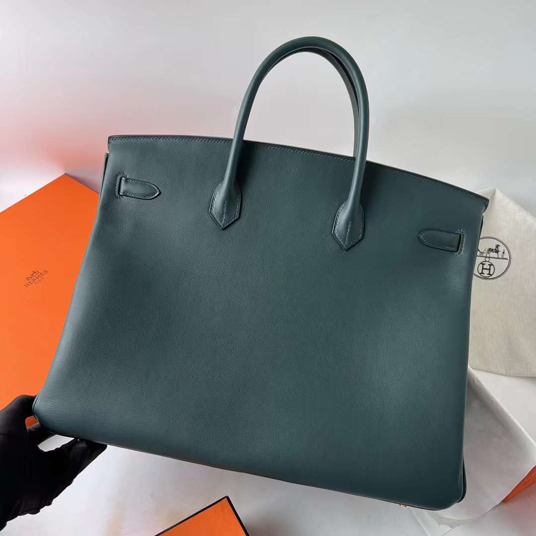 Hermès（爱马仕）Birkin 铂金包 Swift 6O 松柏绿 金扣 40cm 全手工蜡线缝 Ghw