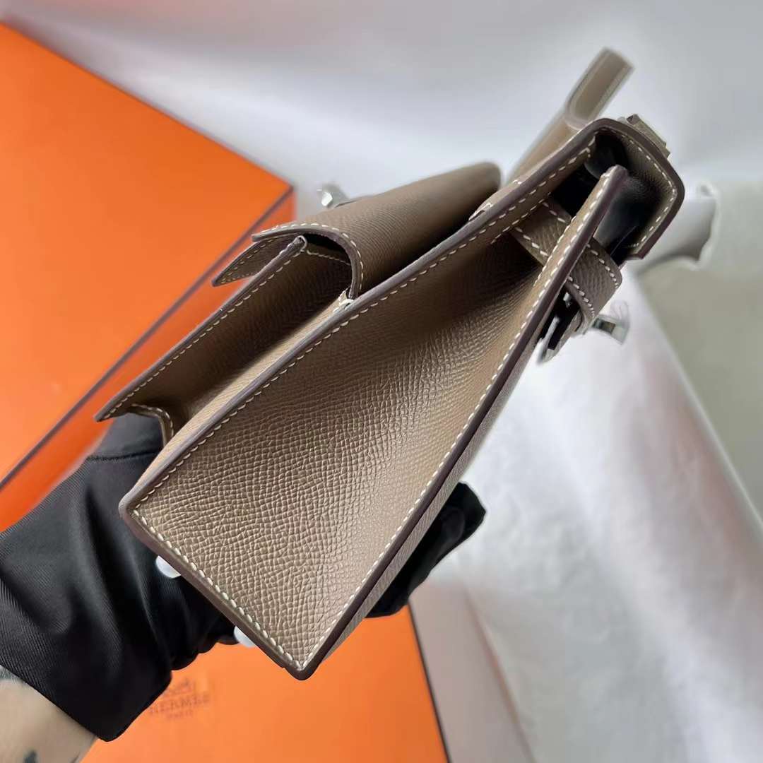 Hermès（爱马仕）Kelly Desordre Epsom Ck18 大象灰 银扣 20cm 全手工蜡线缝 Phw