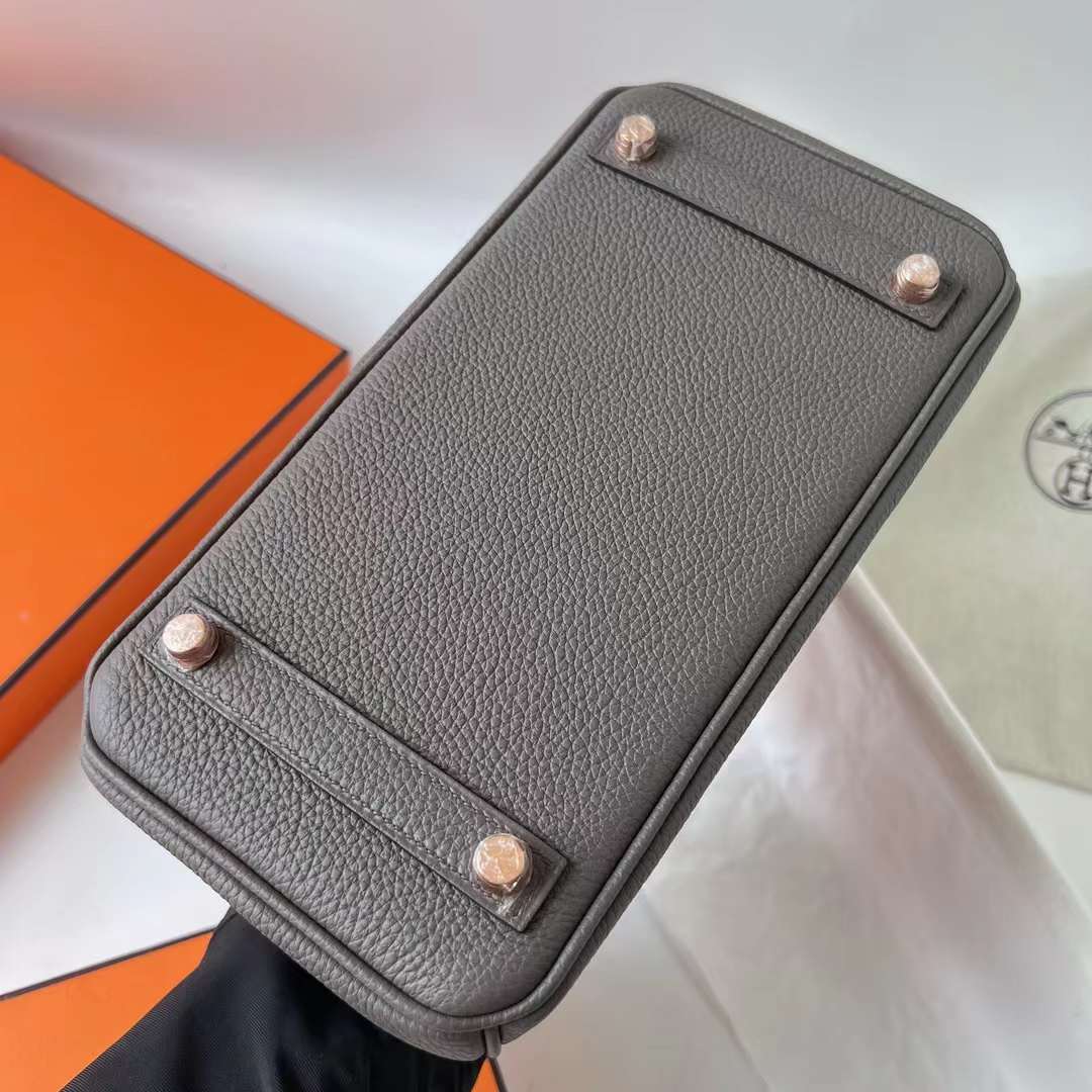 Hermès（爱马仕）Birkin 铂金包 Togo皮 顶级小牛皮 8F 锡器灰 玫瑰金扣 25cm 全手工蜡线缝 Ghw