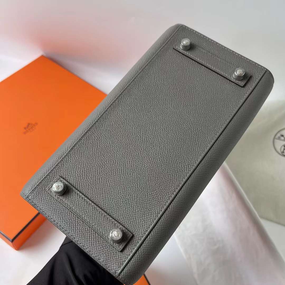 Hermès（爱马仕）Birkin 铂金包 Sellier Epsom 0L 积雨云灰 银扣 25cm 全手工蜡线缝 Phw