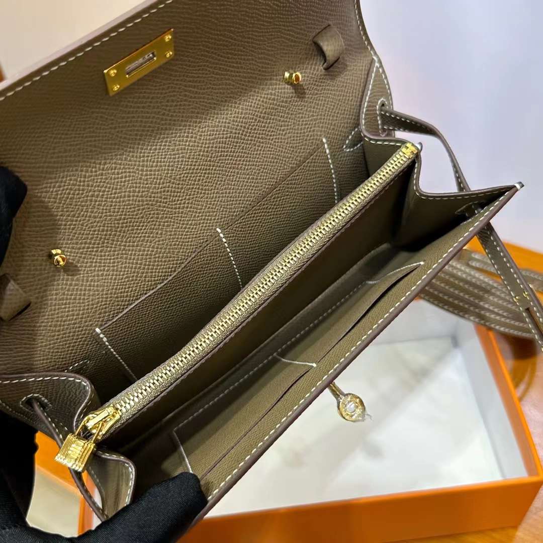 Hermès（爱马仕）Kelly to go epsom ck18 大象灰 金扣 20cm 全手工蜡线缝 ghw