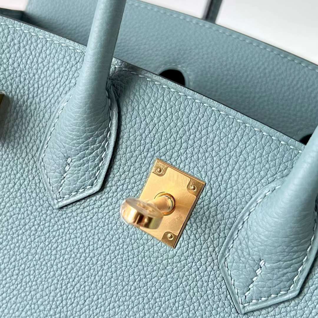 Hermès（爱马仕）Birkin 铂金包 Togo皮 顶级小牛皮 7G 天青色 金扣 25cm 全手工蜡线缝 Ghw
