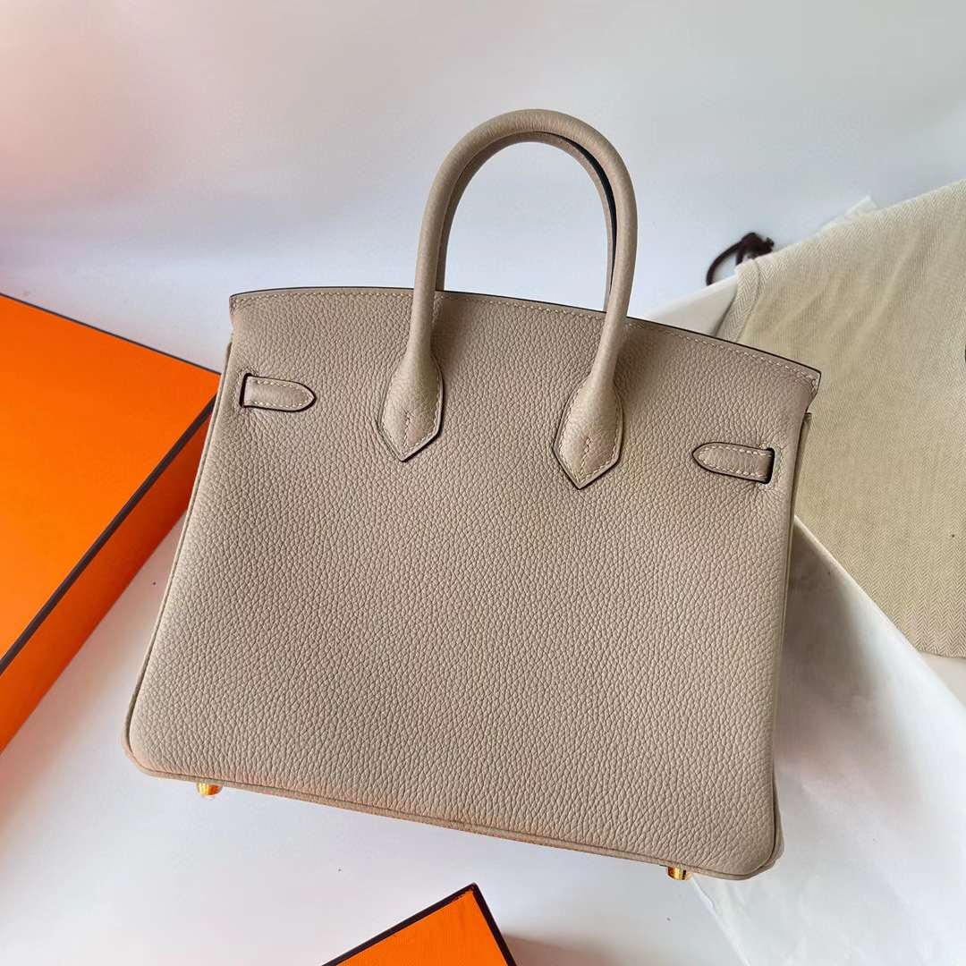 Hermès（爱马仕）Birkin 铂金包 Togo 顶级小牛皮 Ck81 斑鸠灰 金扣 25cm 全手工蜡线缝 Ghw