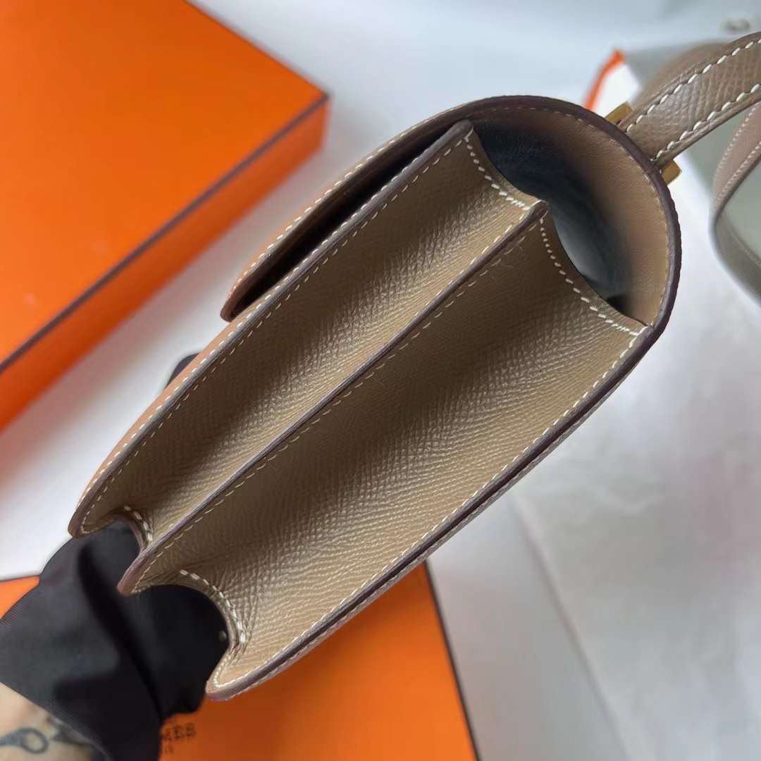 Hermès（爱马仕）Constance 空姐包 Epsom Ck18 大象灰 金扣 19cm 全手工蜡线缝 Ghw
