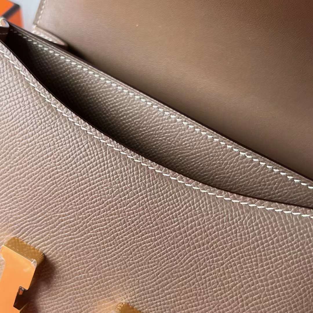 Hermès（爱马仕）Constance 空姐包 Epsom Ck18 大象灰 金扣 19cm 全手工蜡线缝 Ghw
