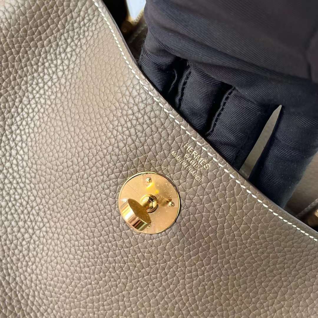 Hermès（爱马仕）Lindy 琳迪包 Clemence Ck18 大象灰 金扣 26cm 全手工蜡线缝制 Ghw