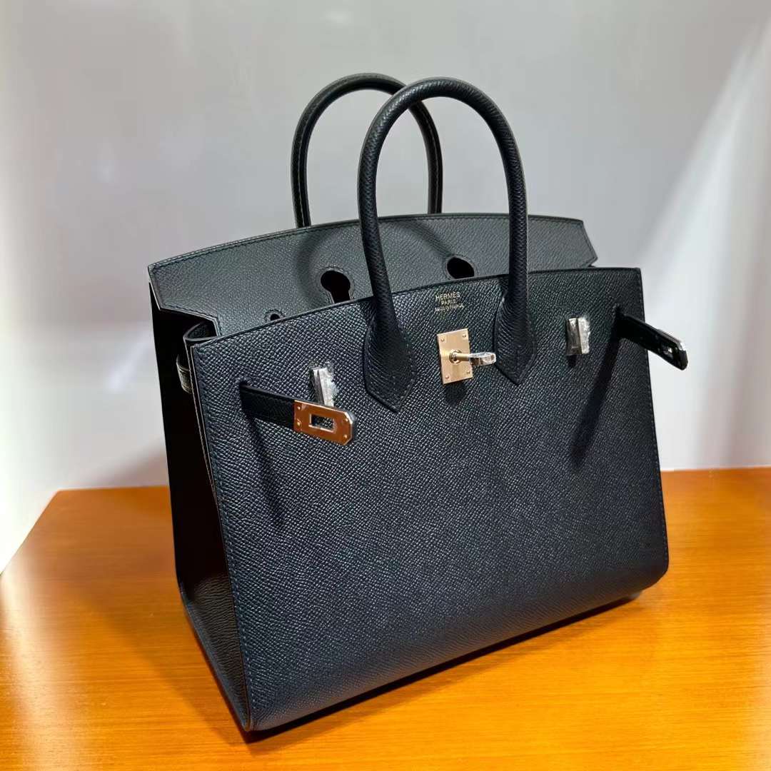Hermès（爱马仕）Birkin 铂金包 Selling Epsom Ck89 黑色 玫瑰金扣 25cm 全手工蜡线缝 Rghw