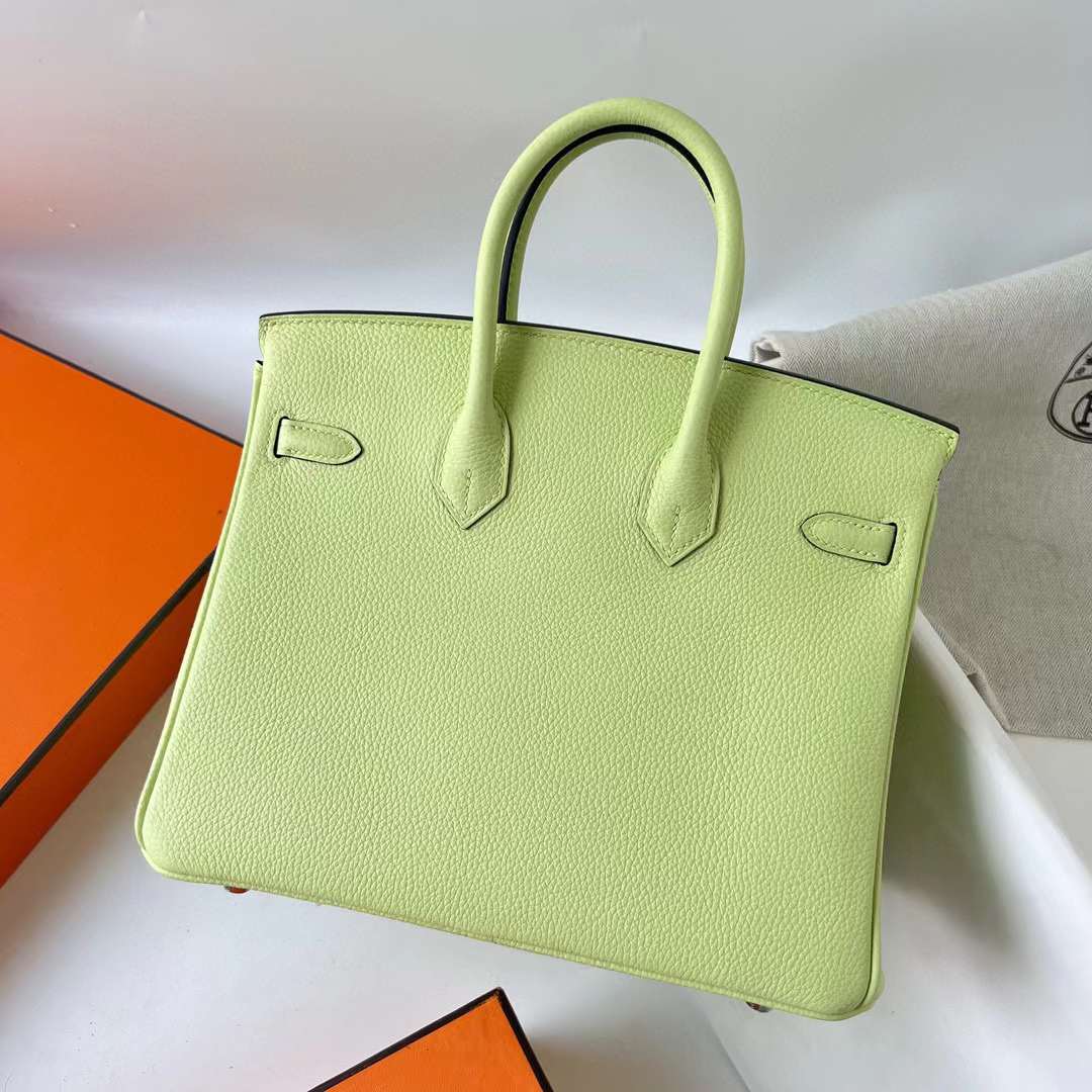 Hermès（爱马仕）Birkin 铂金包 Togo皮 Y6 艾酒绿 银扣 25cm 全手工蜡线缝 Phw