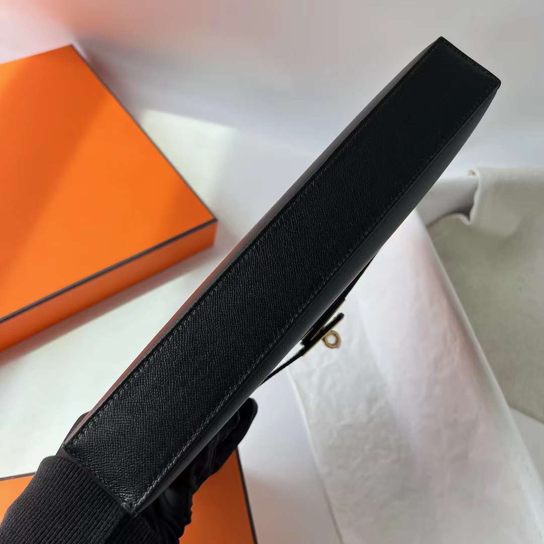 Hermès（爱马仕）Kelly elan Madame Ck89 黑色 金扣 27cm 全手工蜡线缝 Ghw