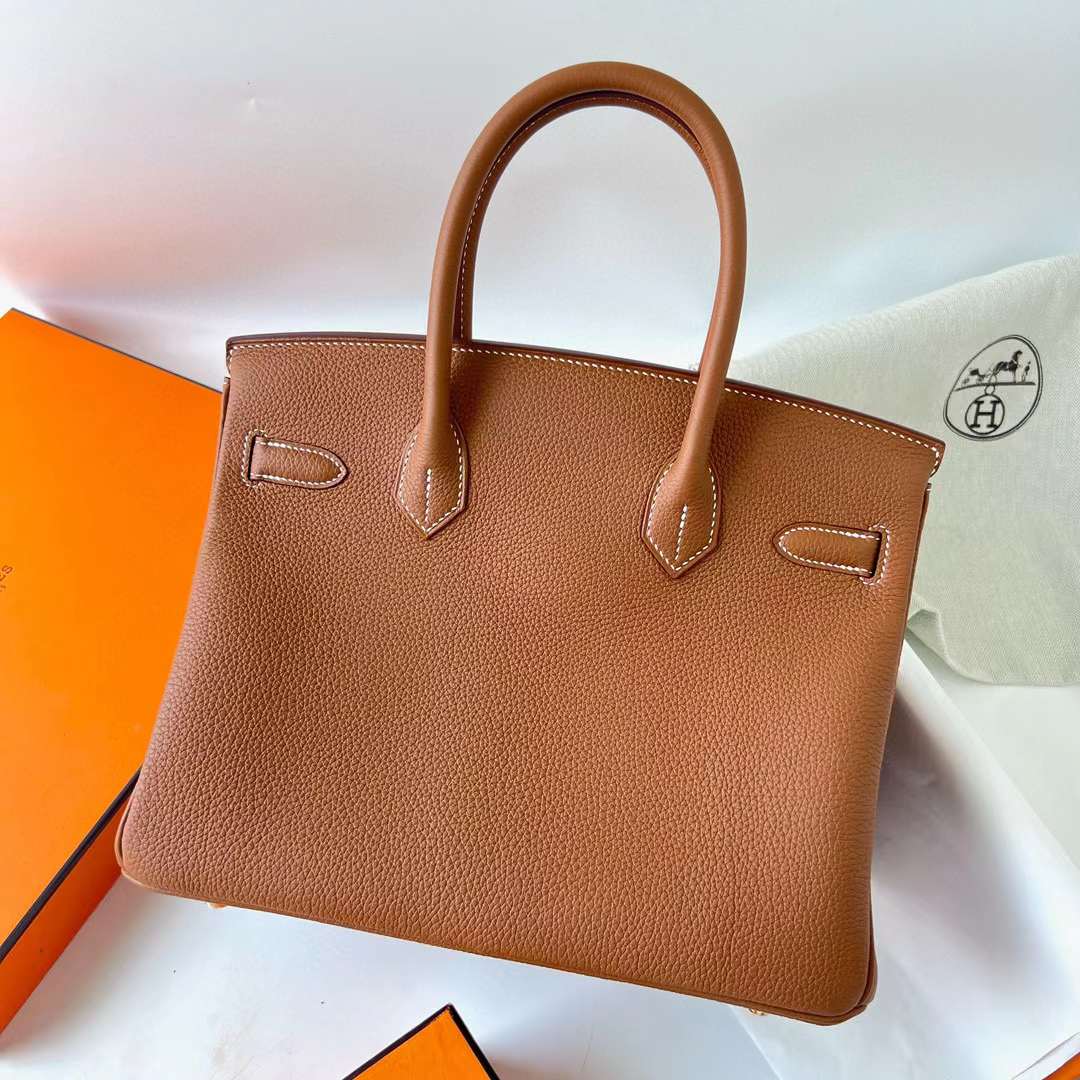 Hermès（爱马仕）Birkin 铂金包 Togo Ck37 金棕色 金扣 30cm 全手工蜡线缝 Ghw