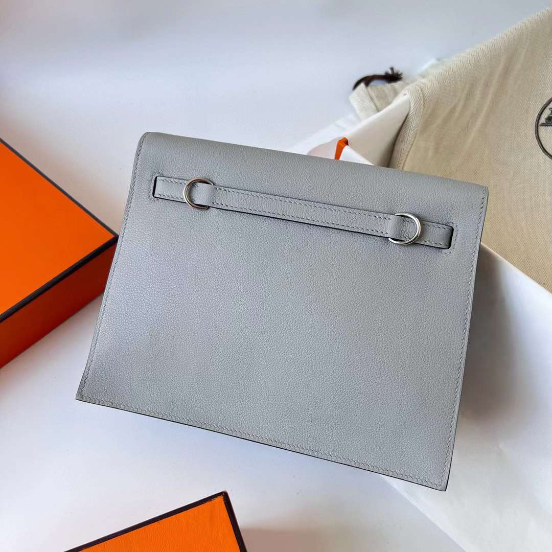 Hermès（爱马仕） Kelly danse 跳舞包 Evercolor 8U 冰川蓝 银扣 22cm 全手工蜡线缝 Phw