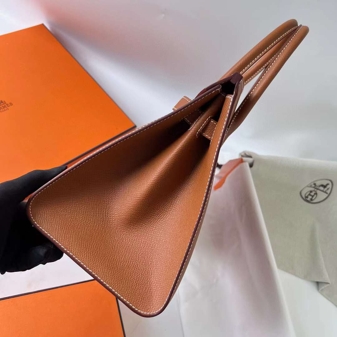 Hermès（爱马仕）Birkin 铂金包 Sellier Epsom Ck37 金棕色 金扣 30cm 全手工蜡线缝 Ghw
