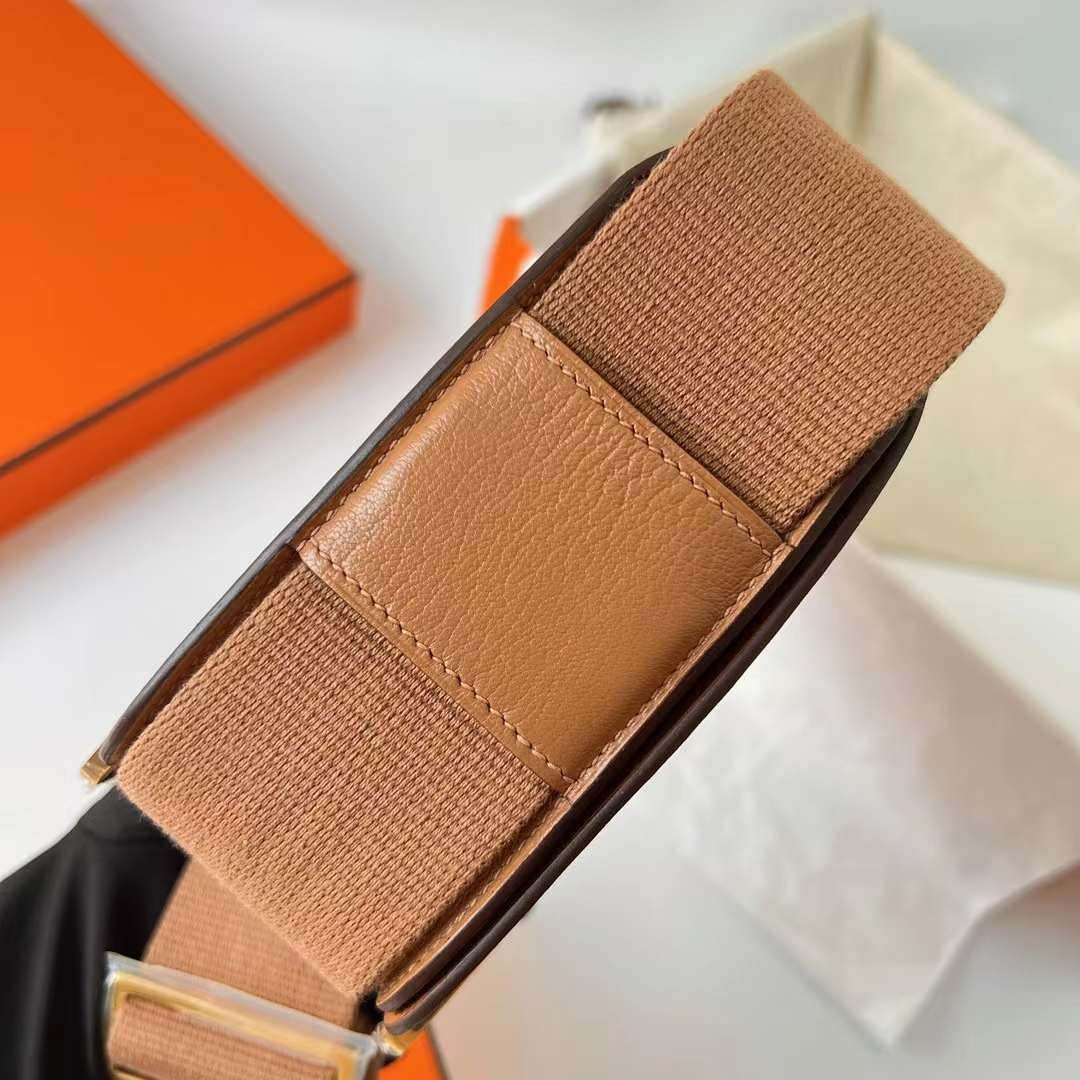 Hermès（爱马仕）Geta 木屐包 Chevre 进口山羊皮 2J 雀木色 金扣 20cm 全手工蜡线缝 Ghw