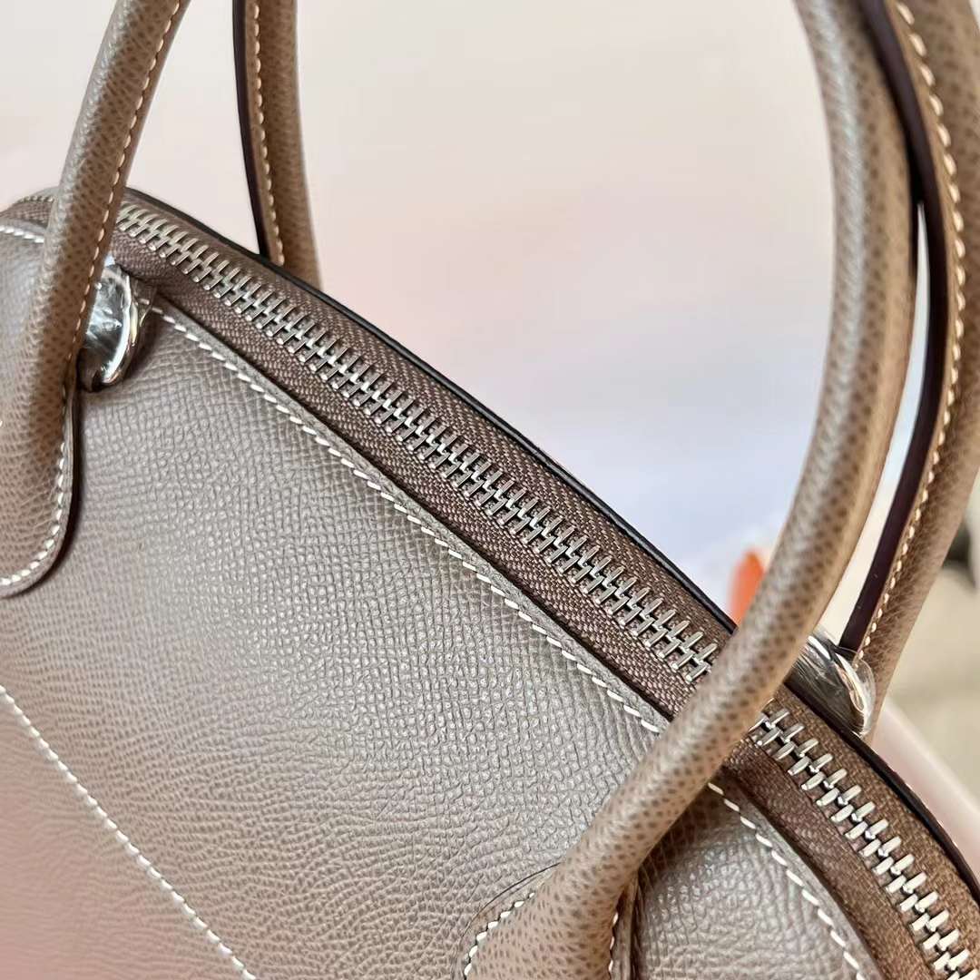 Hermès（爱马仕）Bolide 保龄球包 Epsom Ck18 大象灰 银扣 25cm 全手工蜡线缝 Phw