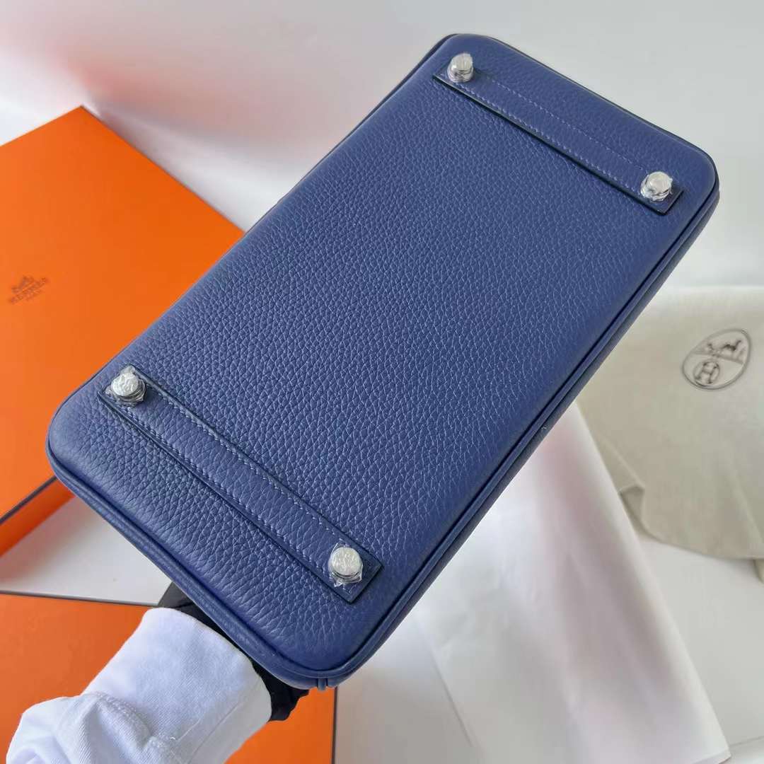 Hermès（爱马仕）Birkin 铂金包 Togo Ck73 宝石蓝 银扣 30cm 全手工蜡线缝 Phw