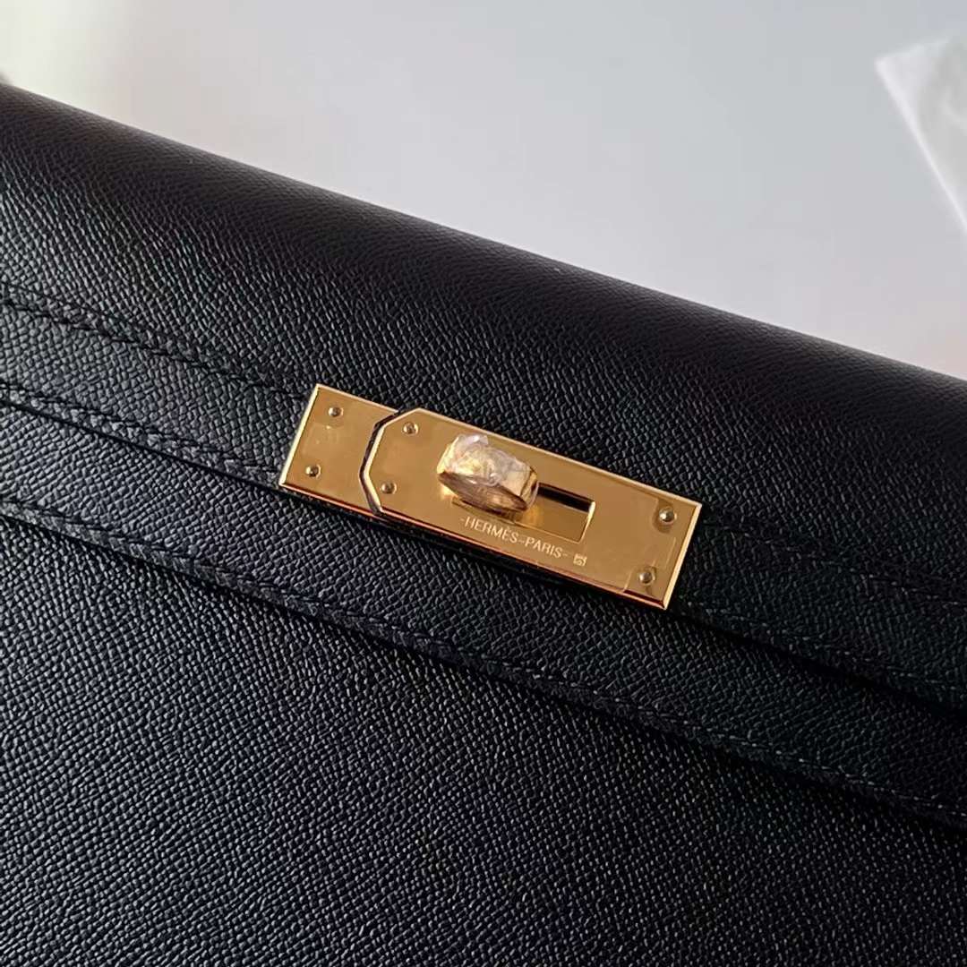 Hermès（爱马仕）Kelly elan Madame Ck89 黑色 金扣 27cm 全手工蜡线缝 Ghw