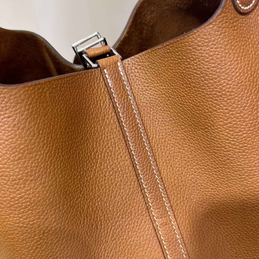 Hermès（爱马仕）Picotin 菜篮子 Barenia 颗粒马鞍皮 金棕色 银扣 22cm