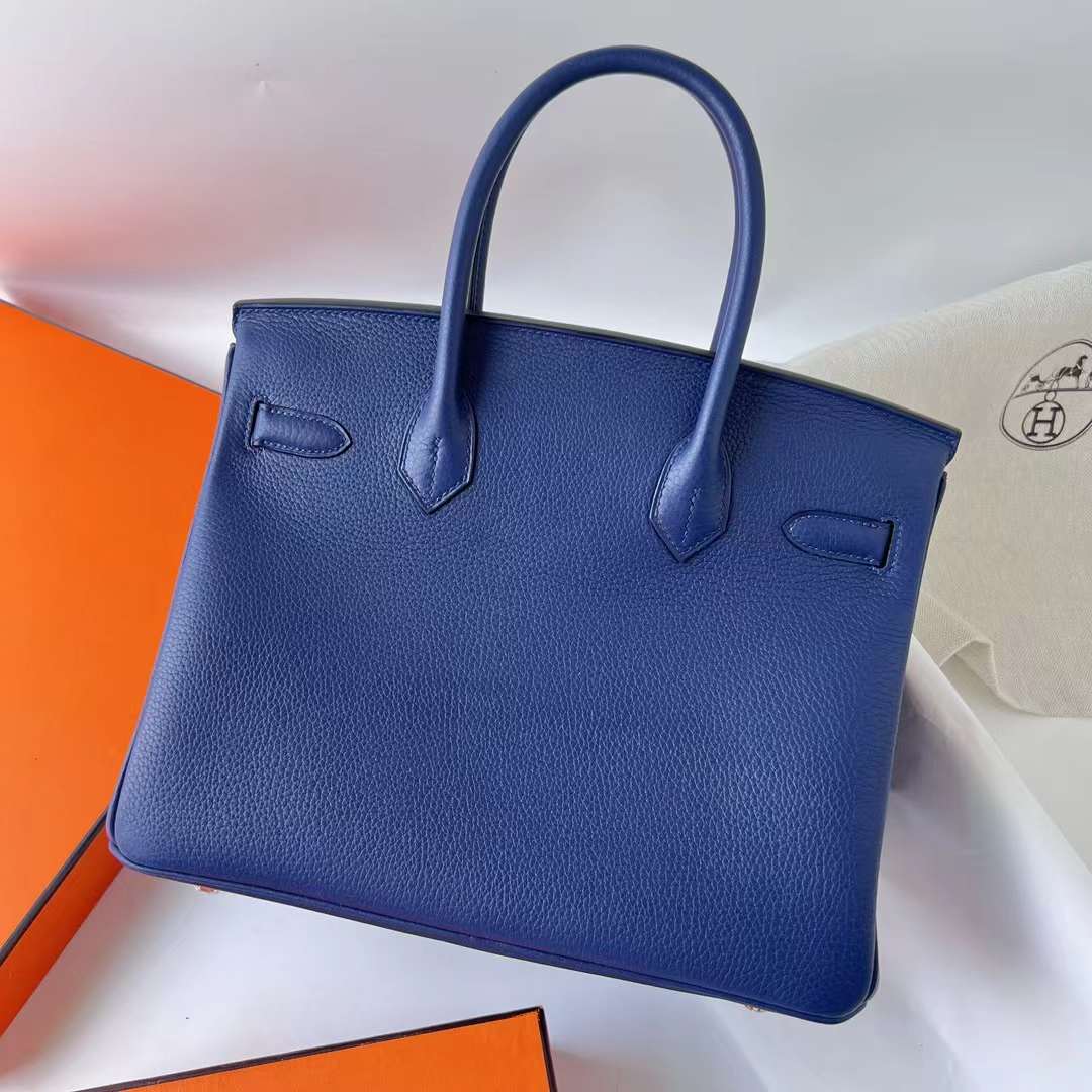 Hermès（爱马仕）Birkin 铂金包 Togo Ck73 宝石蓝 银扣 30cm 全手工蜡线缝 Phw
