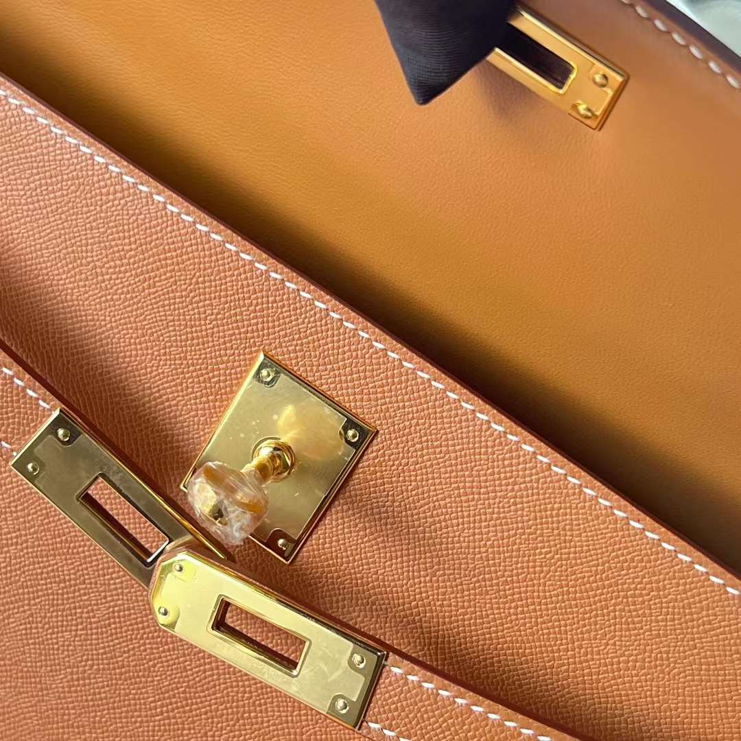 Hermès（爱马仕）Kelly elan Madame Ck37 金棕色 金扣 27cm 全手工蜡线缝 Ghw