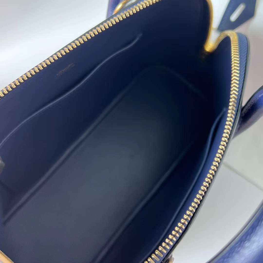 Hermès（爱马仕）Bolide 保龄球包 Evercolor Ck73 宝石蓝 金扣 25cm 全手工蜡线缝 ghw
