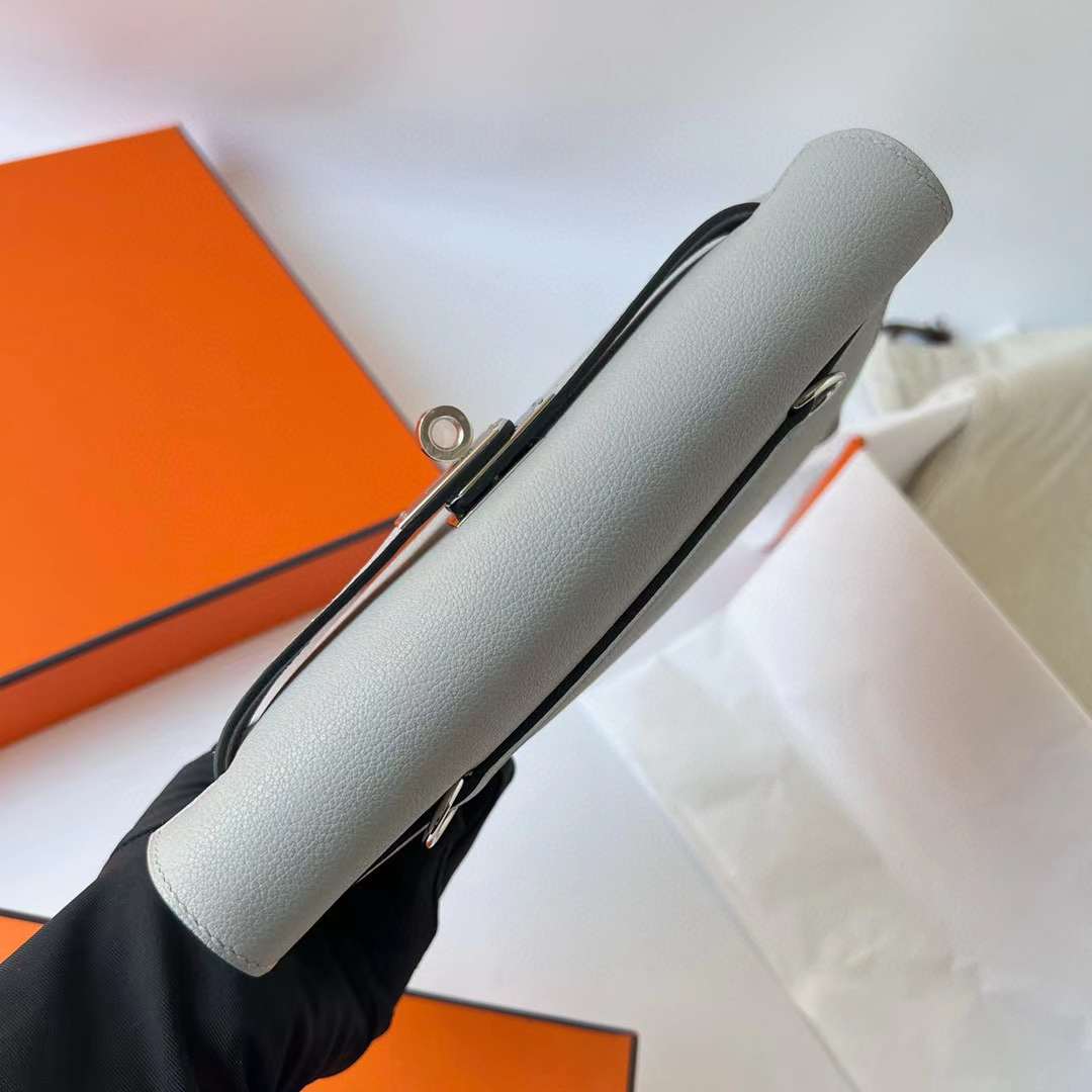 Hermès（爱马仕） Kelly danse 跳舞包 Evercolor 8U 冰川蓝 银扣 22cm 全手工蜡线缝 Phw