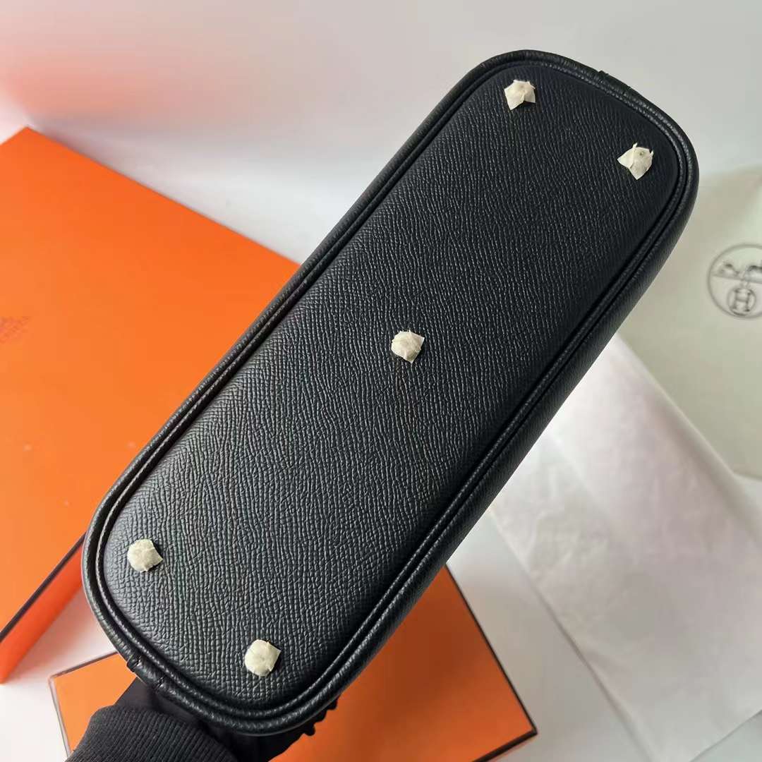 Hermès（爱马仕）Bolide 保龄球包 Epsom Ck89 黑色 银扣 25cm 全手工蜡线缝 Phw