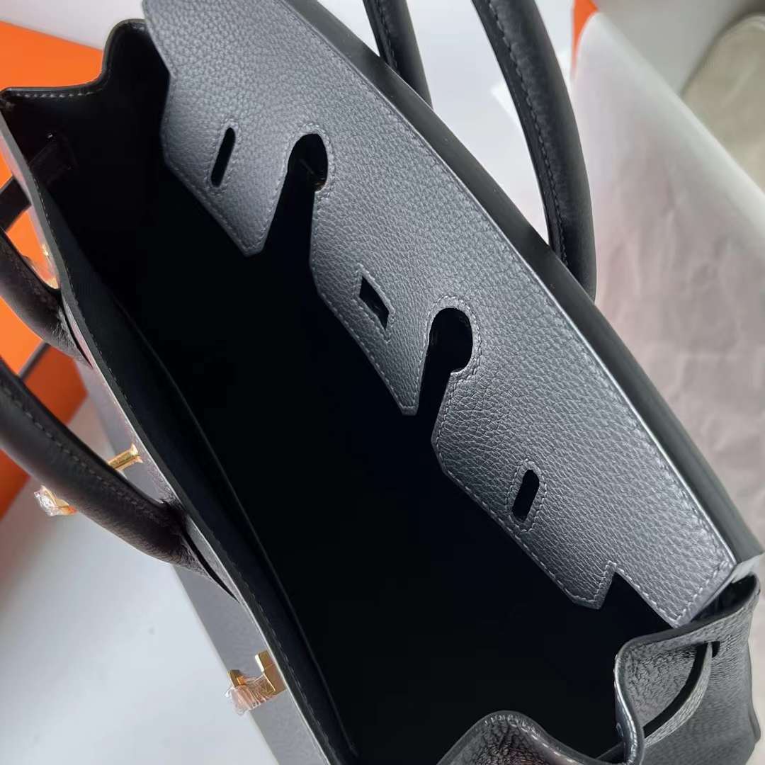 Hermès（爱马仕）Birkin 铂金包 Togo皮 顶级小牛皮 Ck88 石墨灰 金扣 25cm 全手工蜡线缝 Ghw