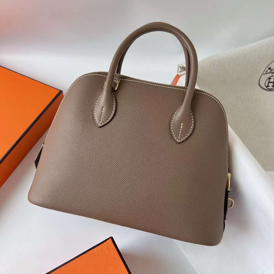 Hermès（爱马仕）Bolide 保龄球包 Epsom ck18 大象灰 金扣 25cm 全手工蜡线缝 Ghw