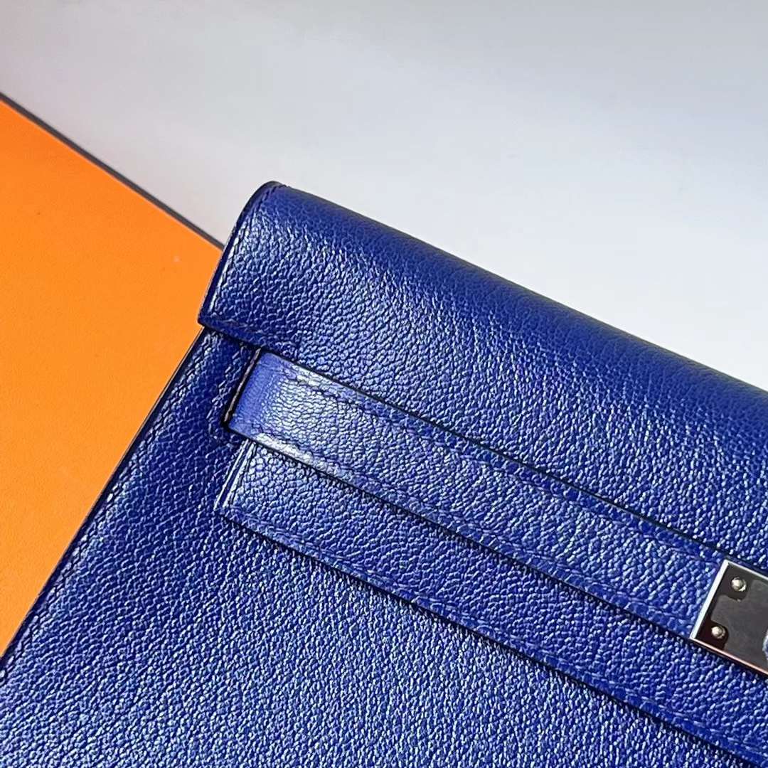 Hermès（爱马仕）Kelly elan Chevre 进口山羊皮 Ck73 宝石蓝 银扣 27cm 全手工蜡线缝 Phw