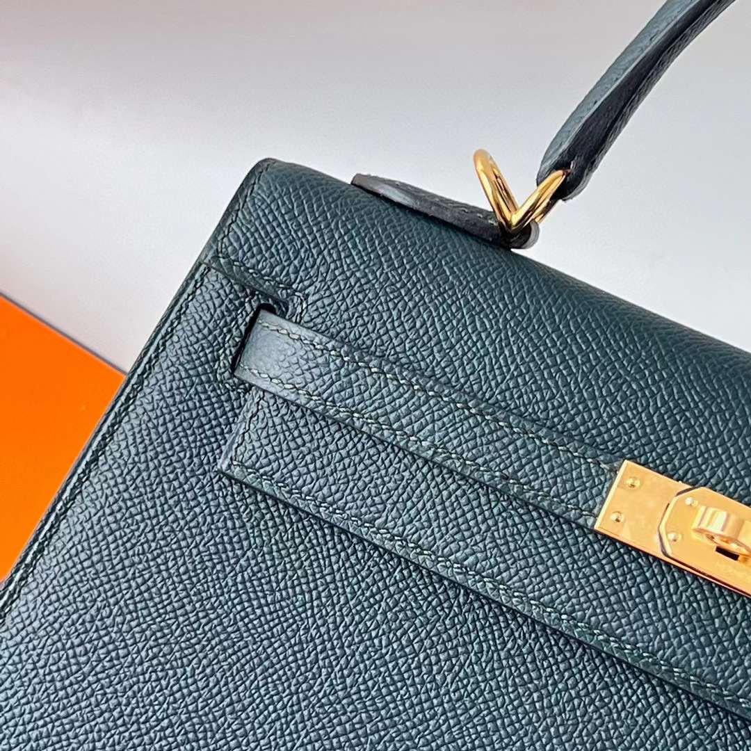 Hermès（爱马仕） Kelly 凯莉包 Epsom 6O 松柏绿 金扣 25cm 全手工蜡线缝 Ghw