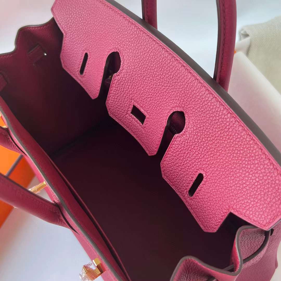 Hermès（爱马仕）Birkin 铂金包 Togo皮 K1 石榴红 金扣 25cm 全手工蜡线缝 Ghw