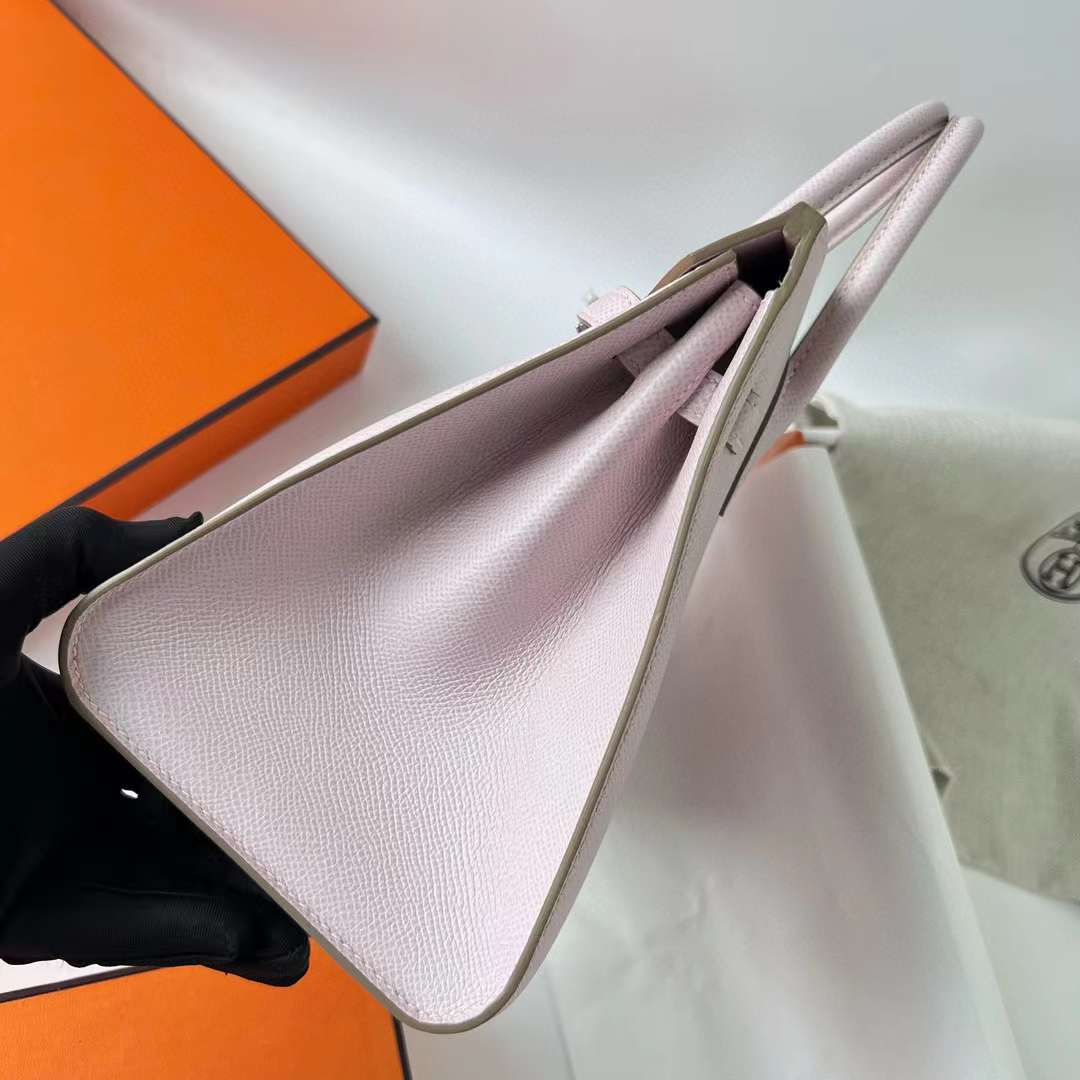 Hermès（爱马仕）Birkin 铂金包 Sellier Epsom 09 梦幻粉紫 银扣 25cm 全手工蜡线缝 Phw